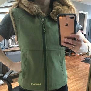 Marmot fur trimmed vest